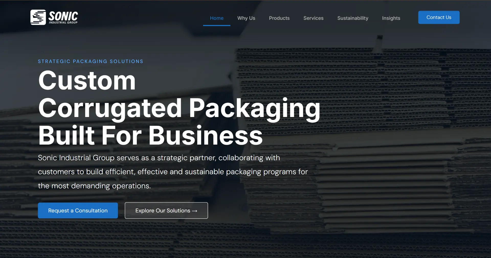 Sonic Industrial Group website homepage